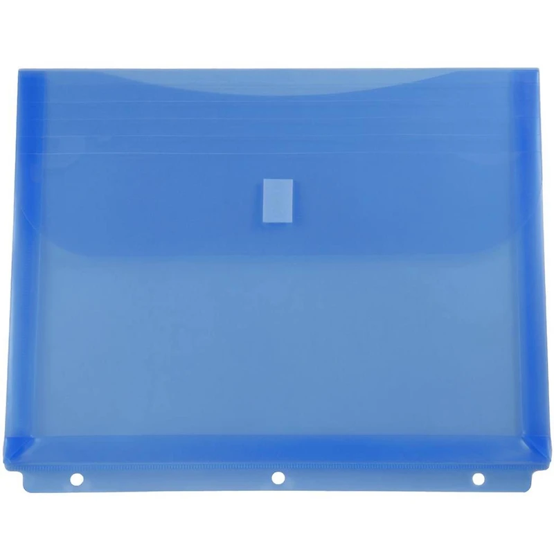 JAM Paper 9.5" x 11.5" Hook & Loop Closure 3-Hole Punch Plastic Envelopes