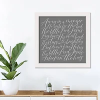 Away in a Manger White Framed Canvas Wall Art