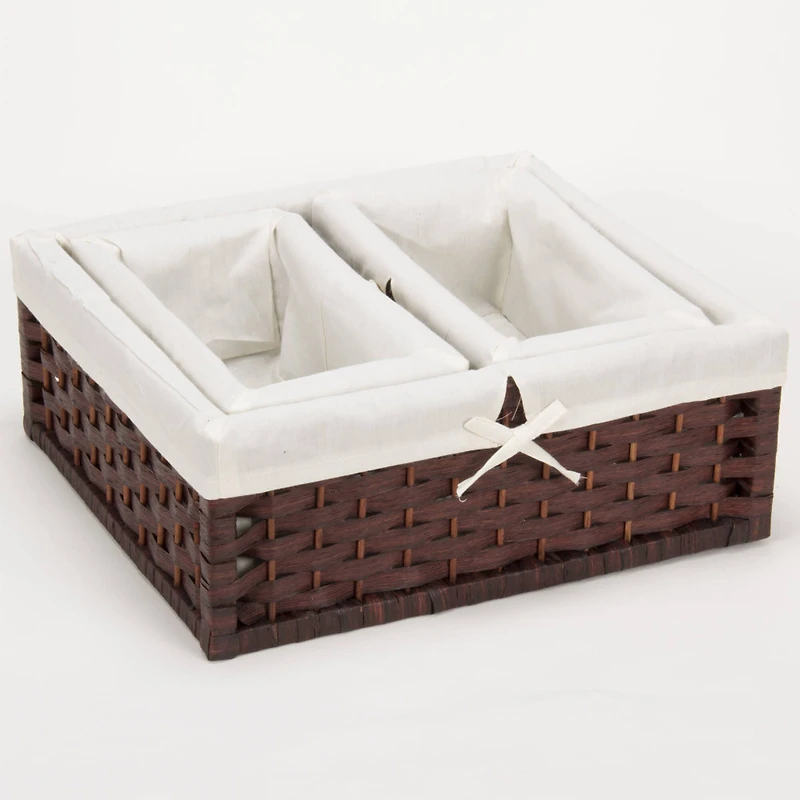 Household Essentials Brown Paper Rope Utility Basket Set with Cloth Liners