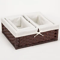 Household Essentials Brown Paper Rope Utility Basket Set with Cloth Liners