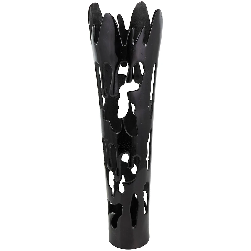 31" Black Aluminum Drip Vase with Melting Designed Body