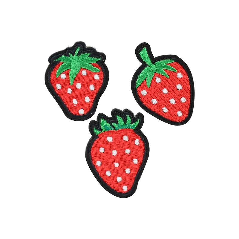 Embroidered Strawberry Iron On Patches, 3ct. by Make Market®