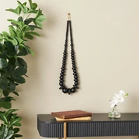 Black Wood Necklace Handmade Geometric Beaded Garland Sculpture
