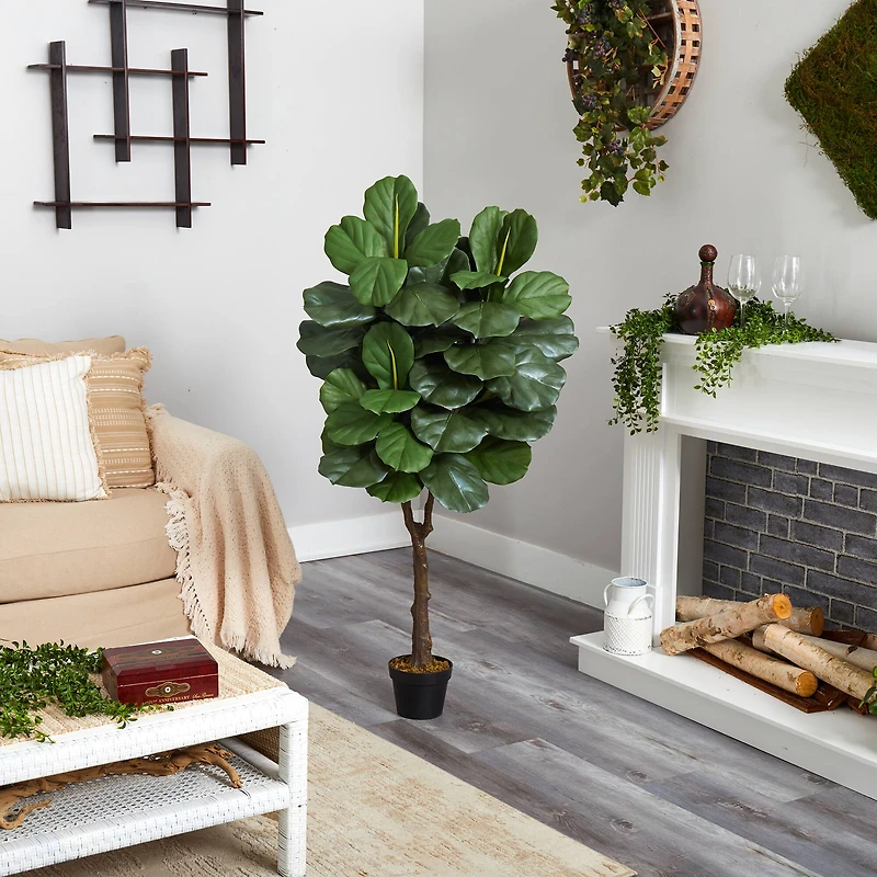 4.5ft. Potted UV Resistant Fiddle Leaf Fig Tree