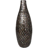 24" Black Mother of Pearl Handmade Mosaic Inspired Vase