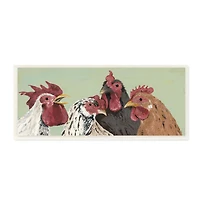 Stupell Industries Four Roosters Clucking Farm Birds over Green, 7" x 17"