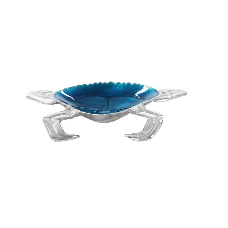 Set of 3 Silver Aluminum Coastal Serving Bowl, 11" x 1"