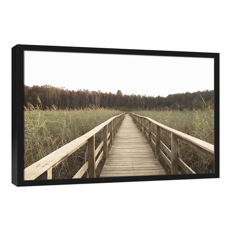 Wheat Field Pathway Black Framed Canvas