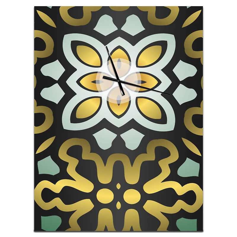 Designart 'Ethnic Floral Geometric Ornament Modern Rectangular Wall Clock
