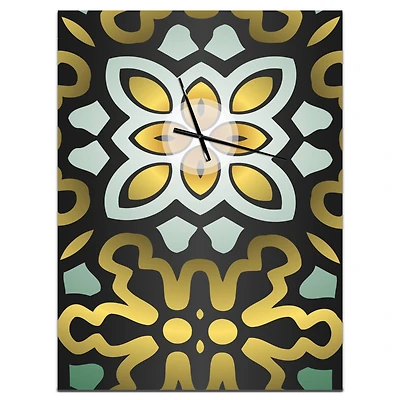 Designart 'Ethnic Floral Geometric Ornament Modern Rectangular Wall Clock