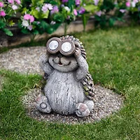 11.5" Hedgehog with Binoculars Outdoor Solar Lighted Garden Statue 