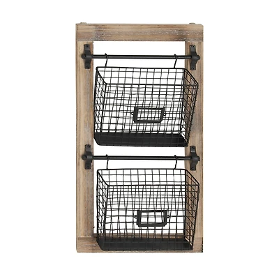 25" Black Metal Farmhouse Magazine Rack Holder