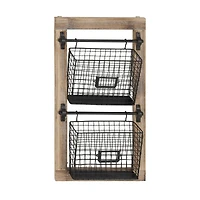 25" Black Metal Farmhouse Magazine Rack Holder