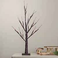24" Pre-Lit Brown Birch Twig Artificial Tree, Warm White LED Lights