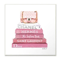 Stupell Industries Pink Book Stack Fashion Handbag, 12" x 12"