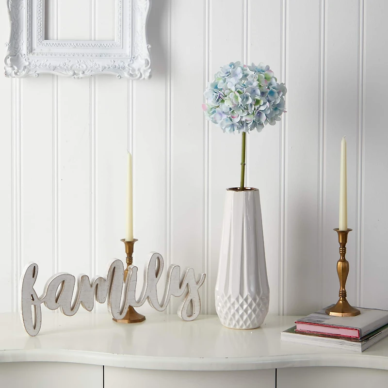 Light Blue Hydrangea Artificial Flower Stem, 3ct.