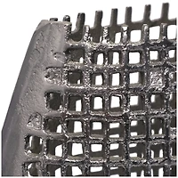 13" Dark Gray Aluminum Grid Inspired Abstract Vase with Open Frame Design