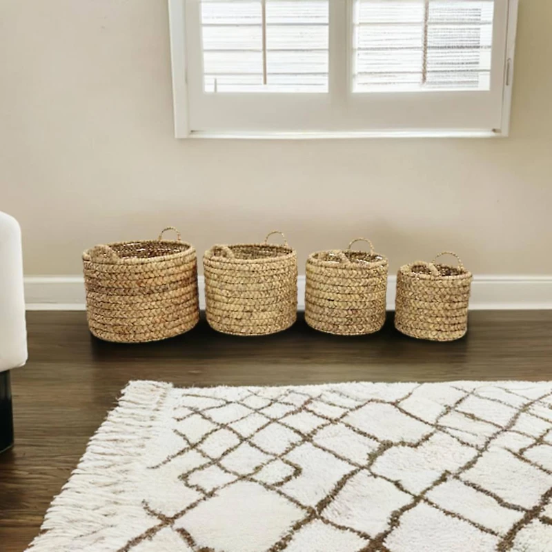 Brown Seagrass Coastal Storage Basket Set