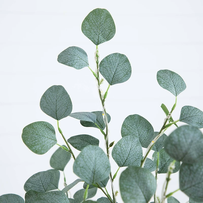 5ft. Pre-Lit Artificial Eucalyptus Tree with Warm White LED Lights