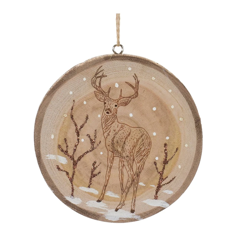 12ct. 4" Wood Deer Tree Disc Ornament Set