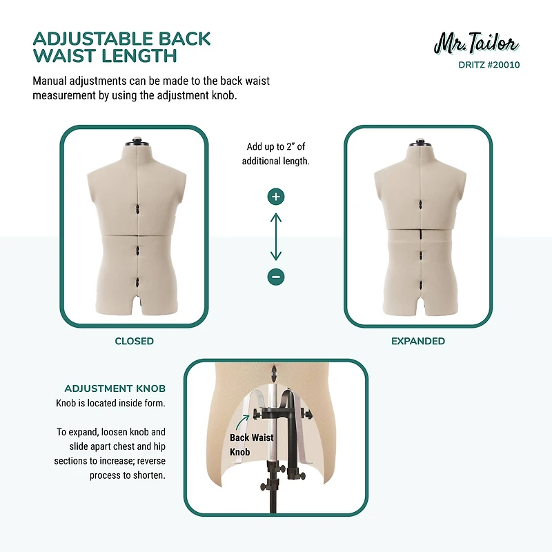 Dritz® Mr. Tailor Male Dress Form with Adjustable Tri-Pod Stand