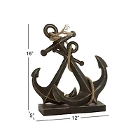 16" Black Metal Anchor Sculpture