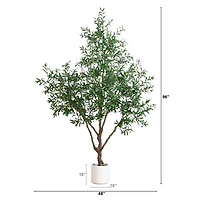 8ft. Artificial Grand Olive Tree in White Decorative Planter