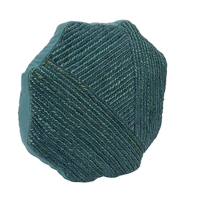 Hello Honey® Blue Cotton & Jute Embroidered Octagon Shaped Pillow,