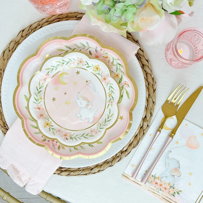 Kate Aspen® 9" Pink Elephant Baby Shower Premium Paper Plates, 16ct.