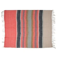 Hello Honey® Pink & Blue Striped Acrylic & Wool Throw Blanket