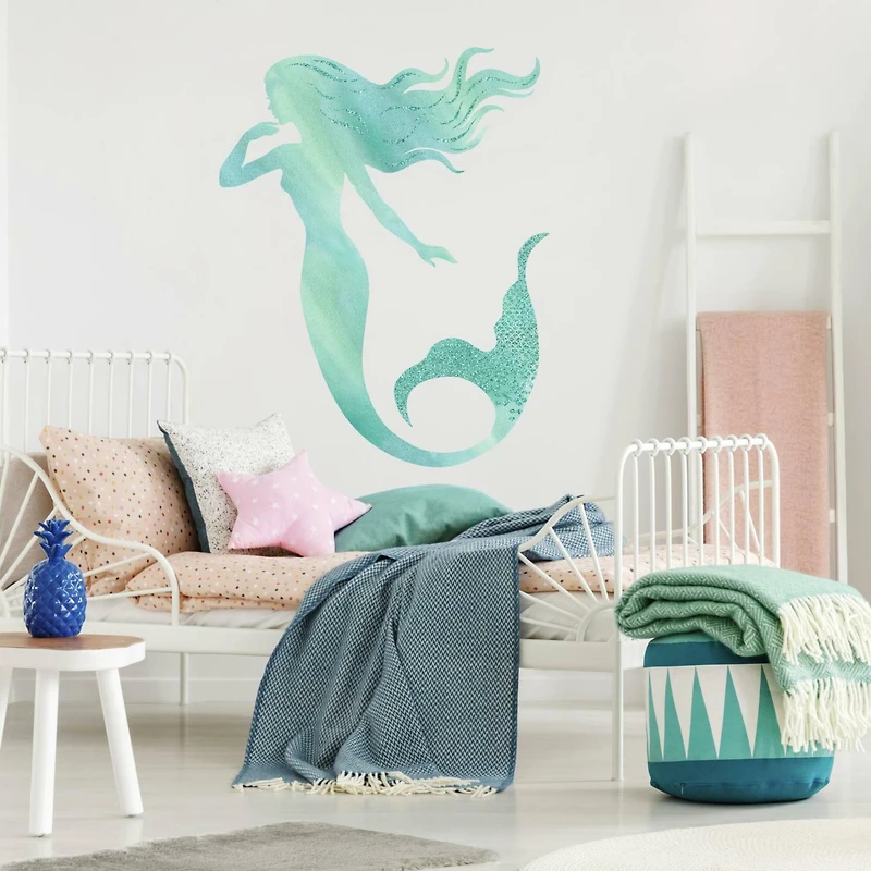 RoomMates Glitter Mermaid Peel & Stick Giant Wall Decals