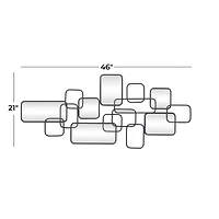 Black Metal Contemporary Abstract Wall Mirror, 46" x 0" x 21"