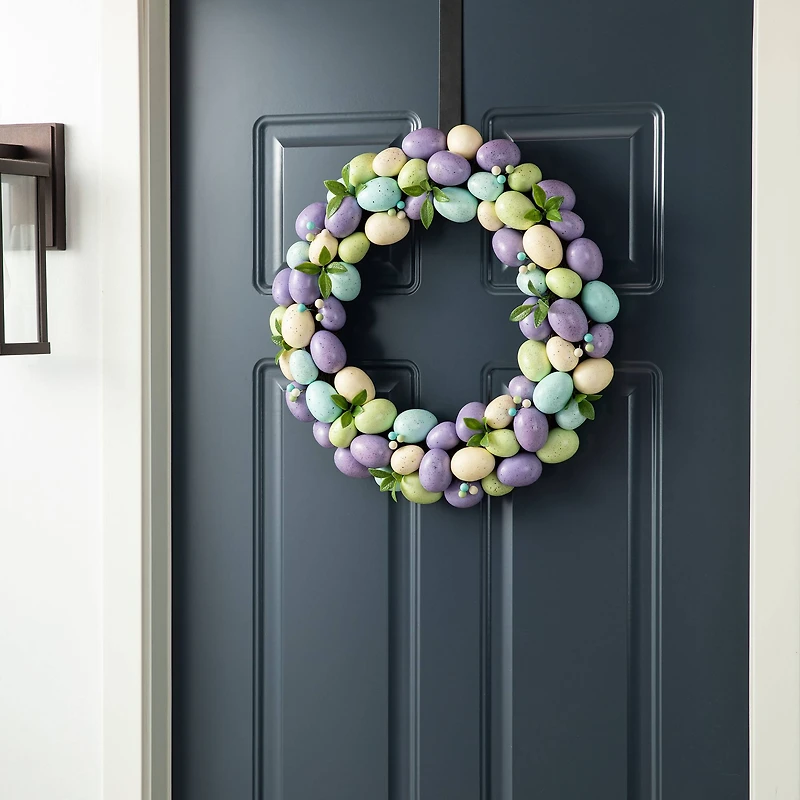 Glitzhome® 18" Easter Purple Hue Eggs Wreath