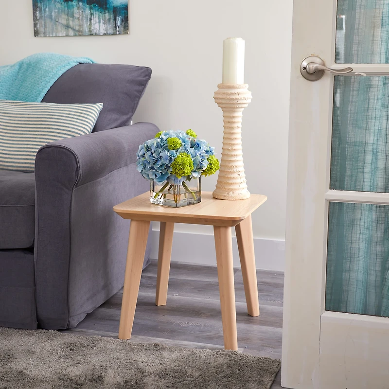 10" Hydrangea Artificial Arrangement in Glass Vase