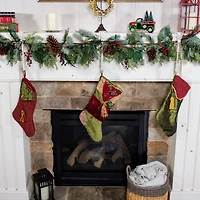 White Mantel Garland & Christmas Stocking Hanger, 2ct.