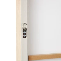 Beige Wooden Geometric Framed Wall Art with Abstract Circles and Brown Wooden Frame