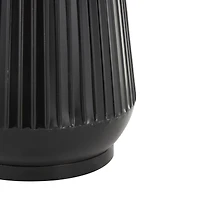 Black Metal Tall Ribbed Decorative Vase Set with Gold Tops