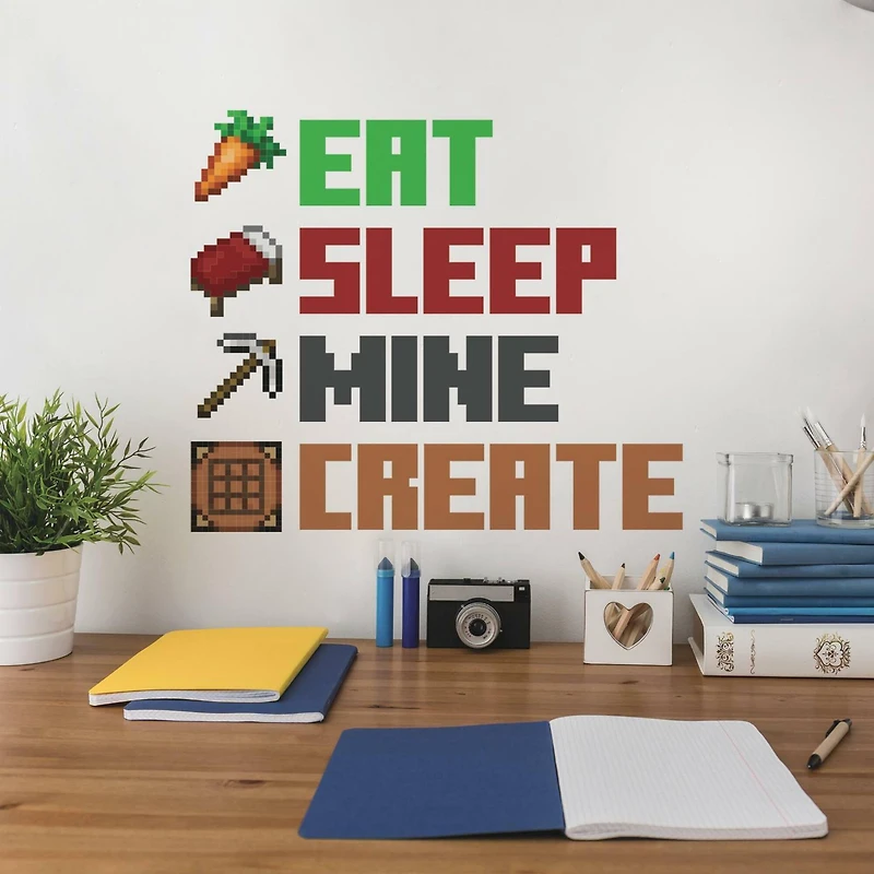 RoomMates Minecraft Eat Sleep Mine Create Peel & Stick Wall Decals
