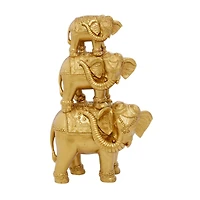 17" Gold Glam Stacked Elephant Sculpture