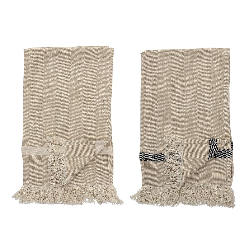 Hello Honey® Single Stripe Cotton Tea Towels with Tassels, 2ct.