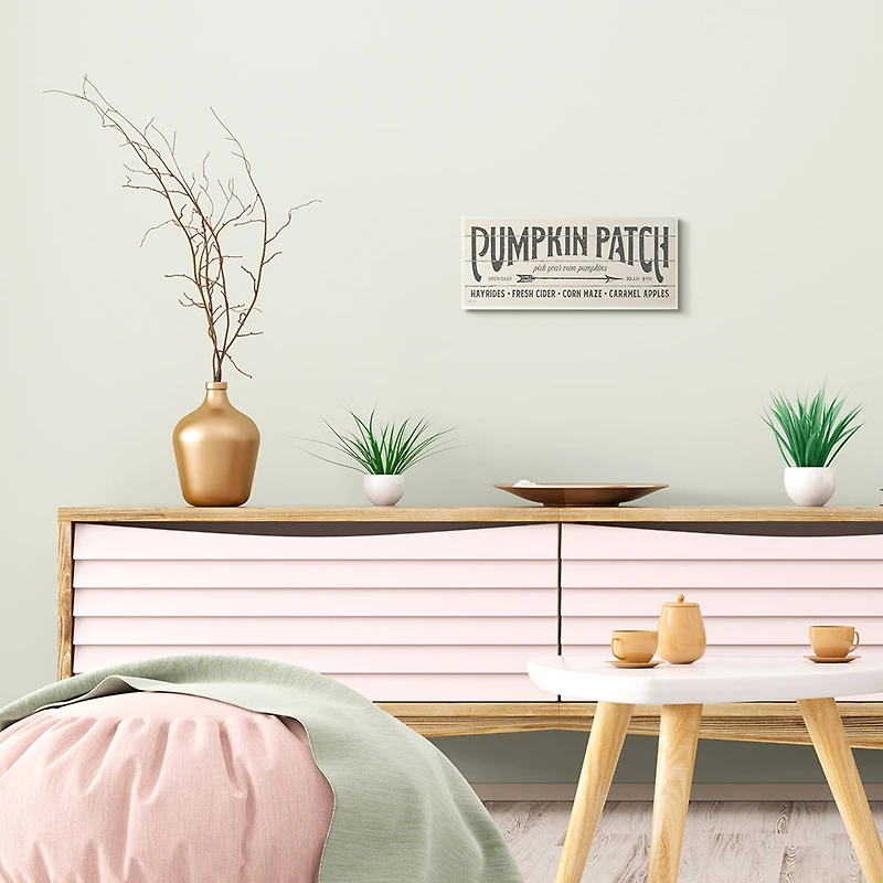 Stupell Industries Pumpkin Patch Fall Autumn Seasonal Word Design,7" x 17"