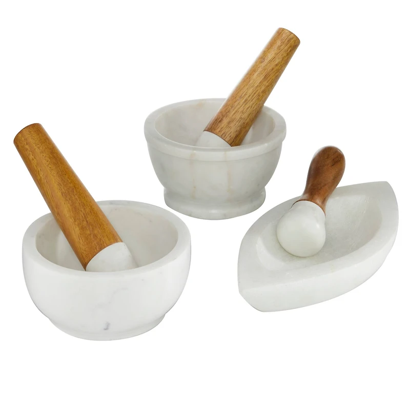The Novogratz White Marble Natural Mortar & Pestle Set