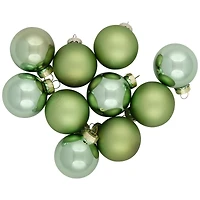 10ct. 2" Grass Green 2-Finish Glass Ball Ornaments