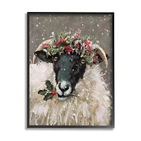 Stupell Industries Holiday Berries Farmhouse Sheep Framed Giclee Art