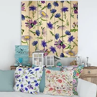 Designart - Blue Wildflowers With Green Leaves I