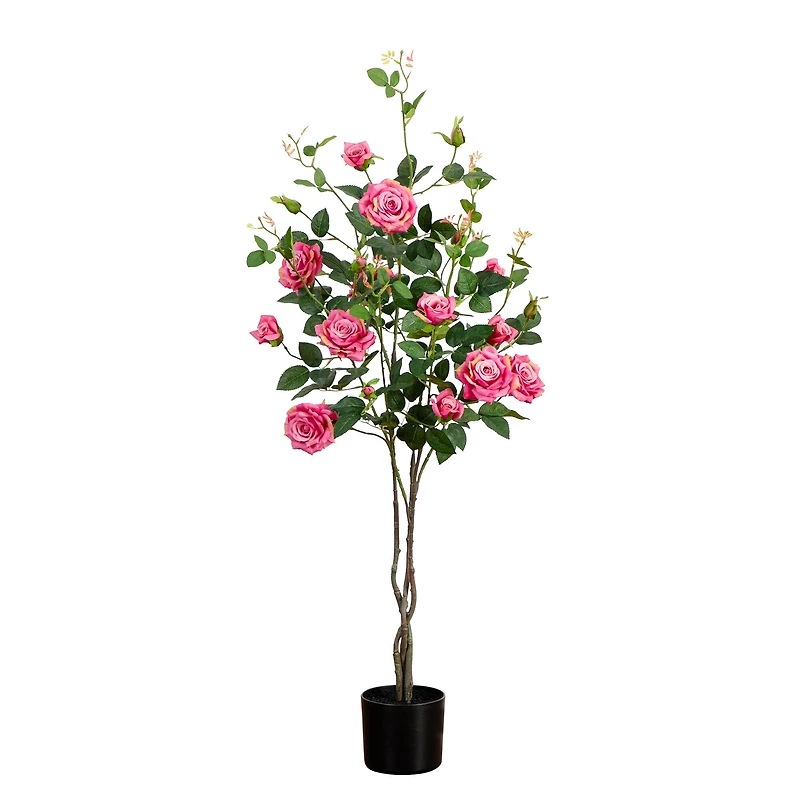 4ft. Pink Rose Tree in Black Pot