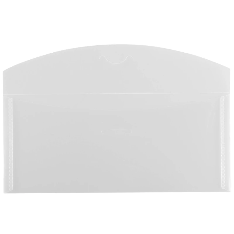 JAM Paper 4.25" x 9.75" Clear Plastic Tuck Flap Closure Envelopes, 12ct.