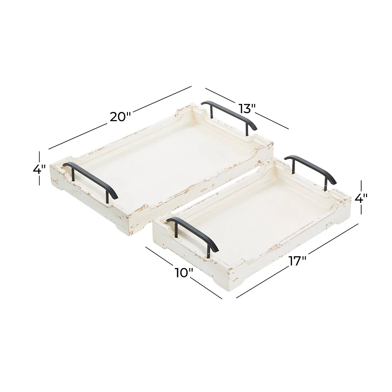 White Wood Traditional Tray Set