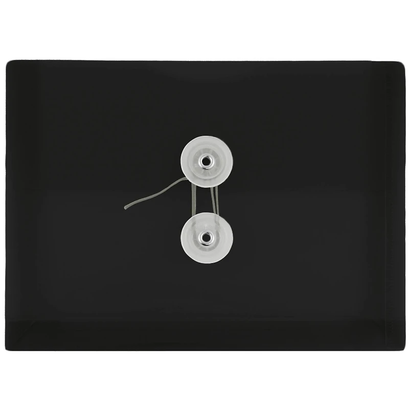 JAM Paper Black 5.5" x 7.5" Plastic Button & String Tie Closure Envelopes, 12ct.