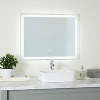 Clear Glass Modern Anti Fog Mirror, 36" x 1" x 28"